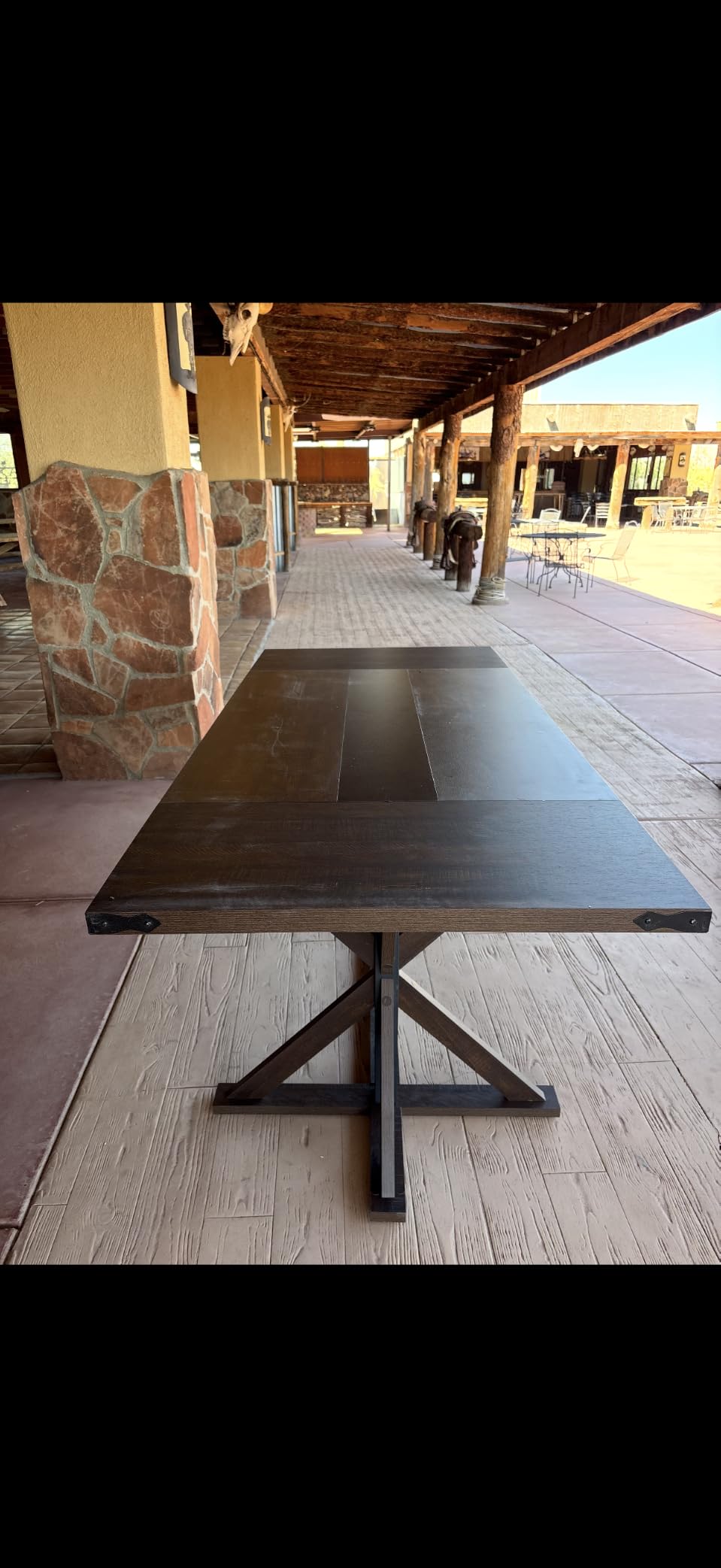 Hlivelood 78 Inch Dining Table for 8 People, Rectangular Kitchen Farmhouse Table W/Thickness Waterproof Wood Tabletop,Long Dining Room Tables W/Wood Strip Base for Kitchen Living Room(78IN Brown) customer photo 1