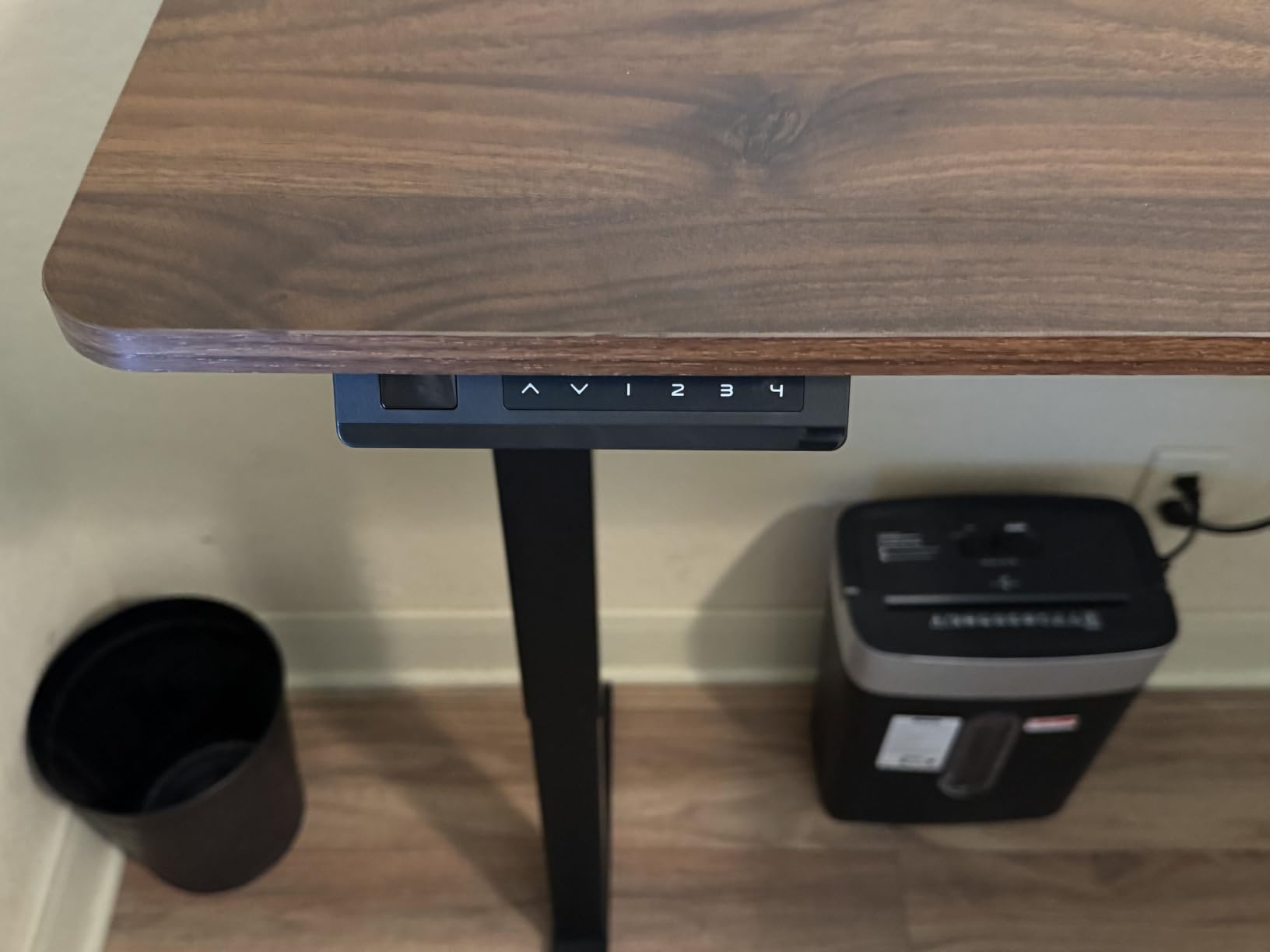 Cubiker Reversible L Shaped Standing Desk - 63 x 55 Inch Electric Adjustable Height Corner Standing Desk, Ergonomic Sit Stand Up Table with 3 Memory Buttons, Splice Board for Home Office, Black Walnut customer photo 1