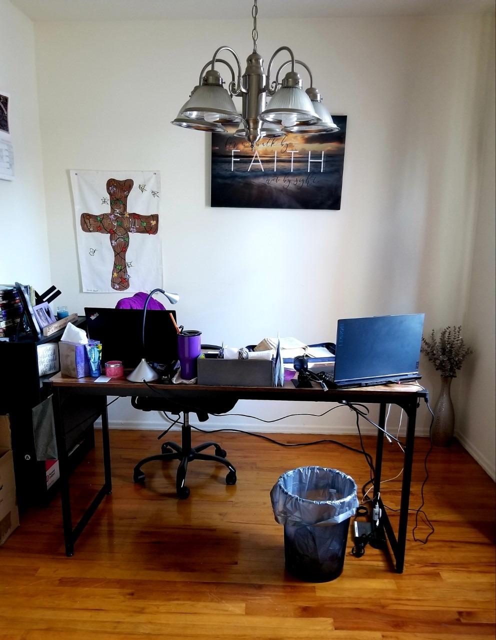 CubiCubi Electric Height Adjustable Standing Desk 48x24 Inch, Light Walnut customer photo 2