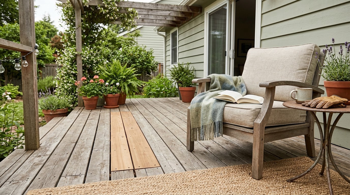 how to repair a wood deck board
