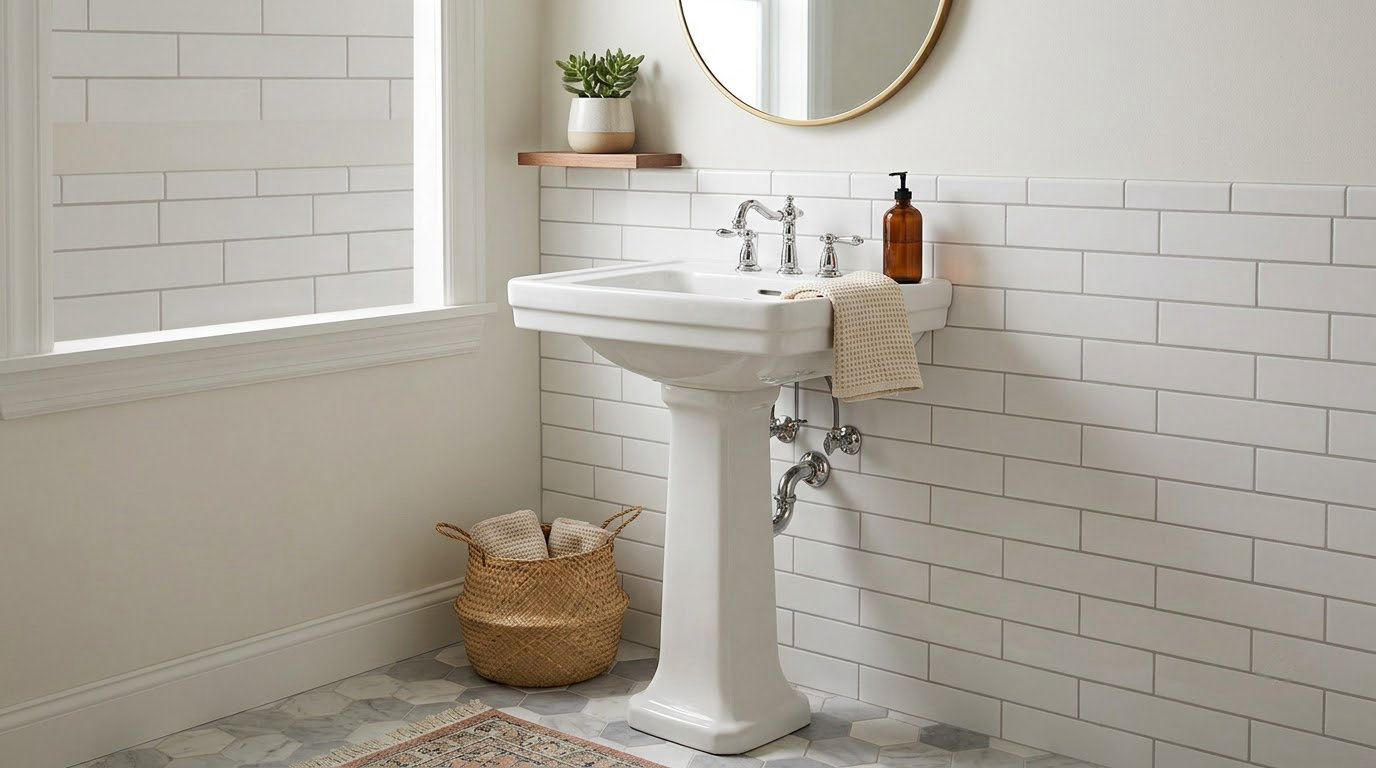 how to install a pedestal sink