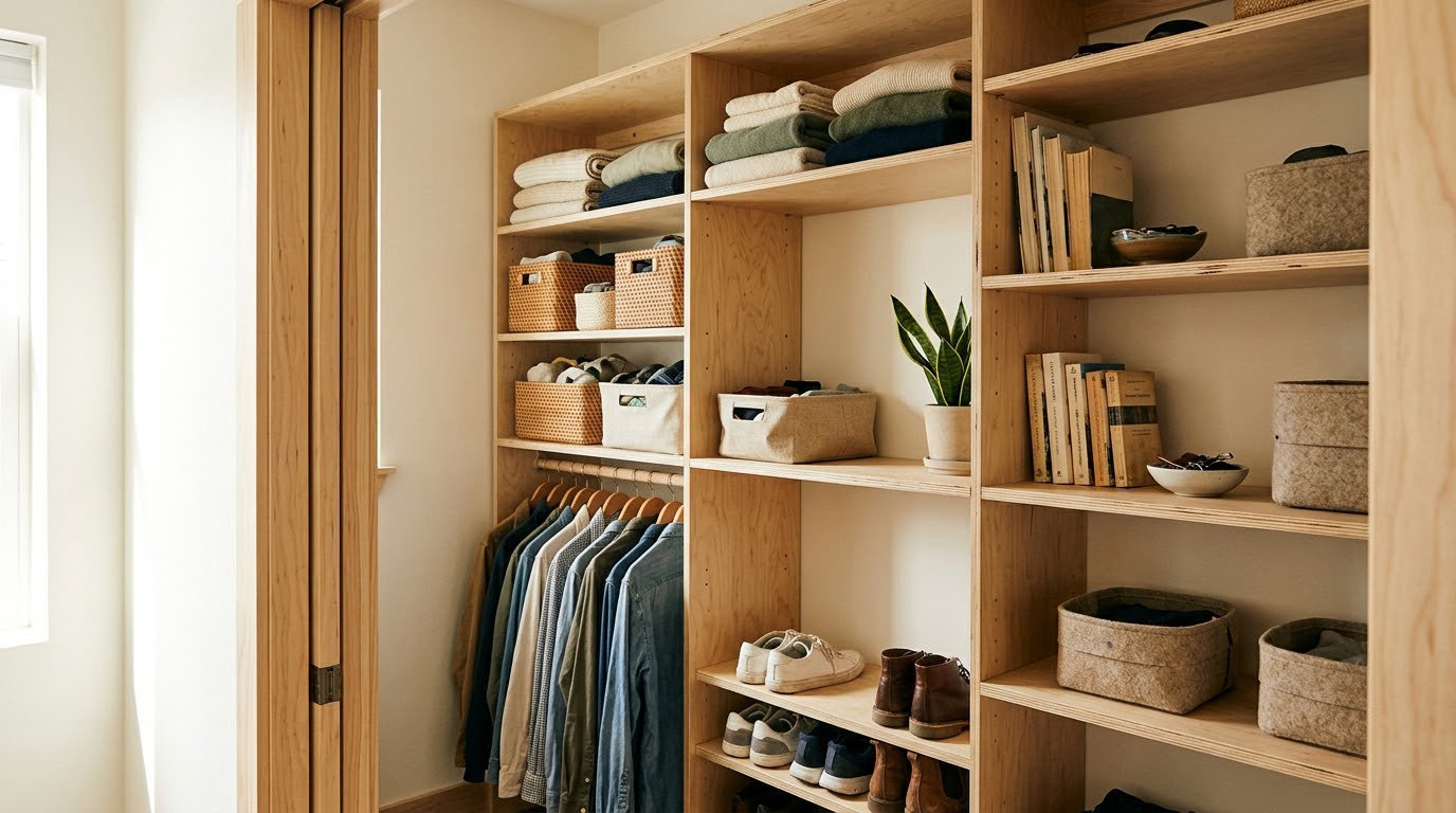 how to build a closet shelf from plywood