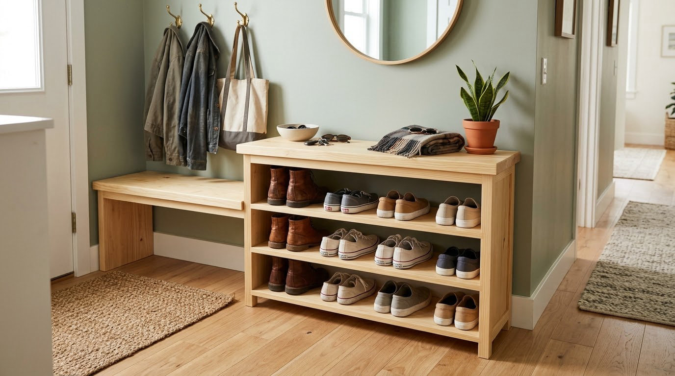 how to build a shoe rack for an entryway