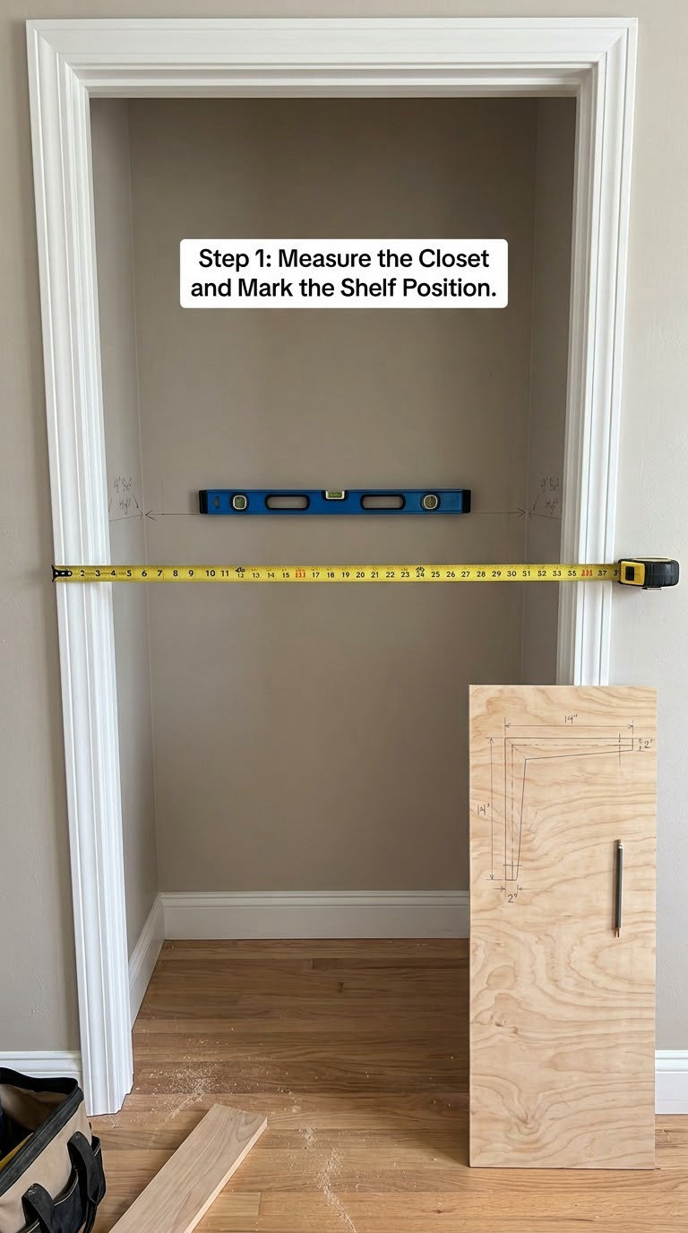 Step 1: Measure the Closet and Mark the Shelf Position