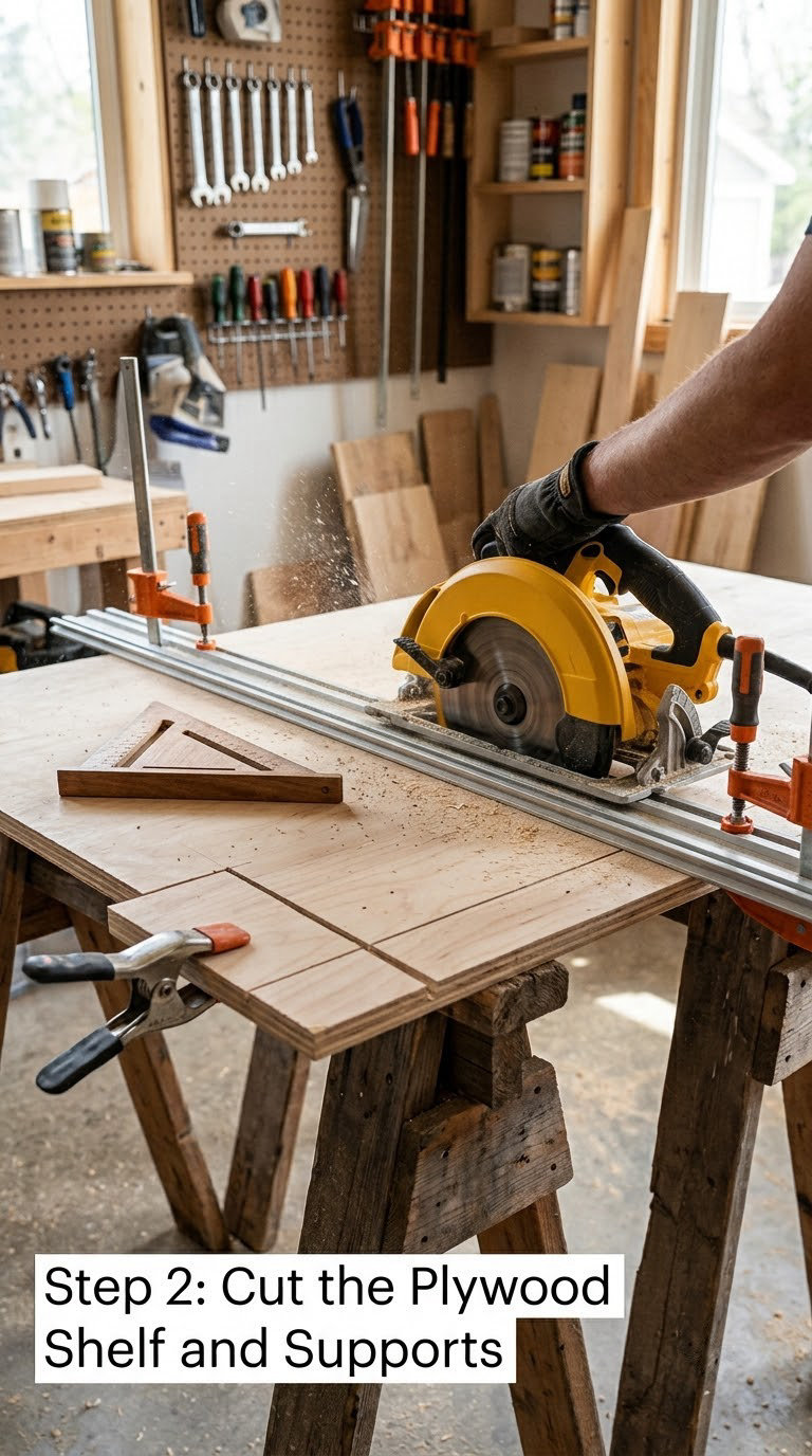 Step 2: Cut the Plywood Shelf and Supports