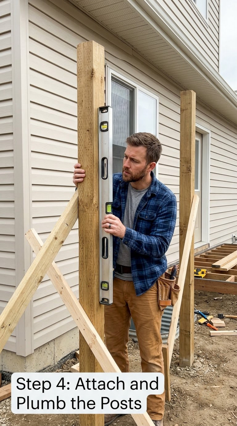 Step 4: Attach and Plumb the Posts