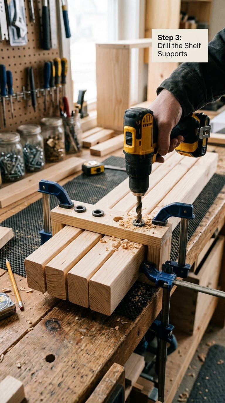 Step 3: Drill the Shelf Supports