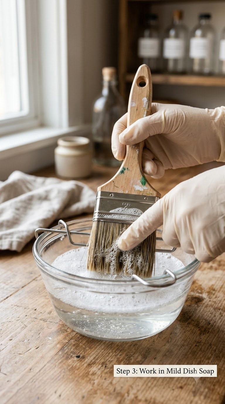 Step 3: Work in Mild Dish Soap