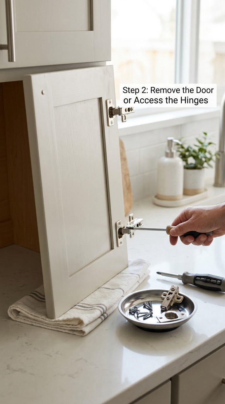 Step 2: Remove the Door or Access the Hinges