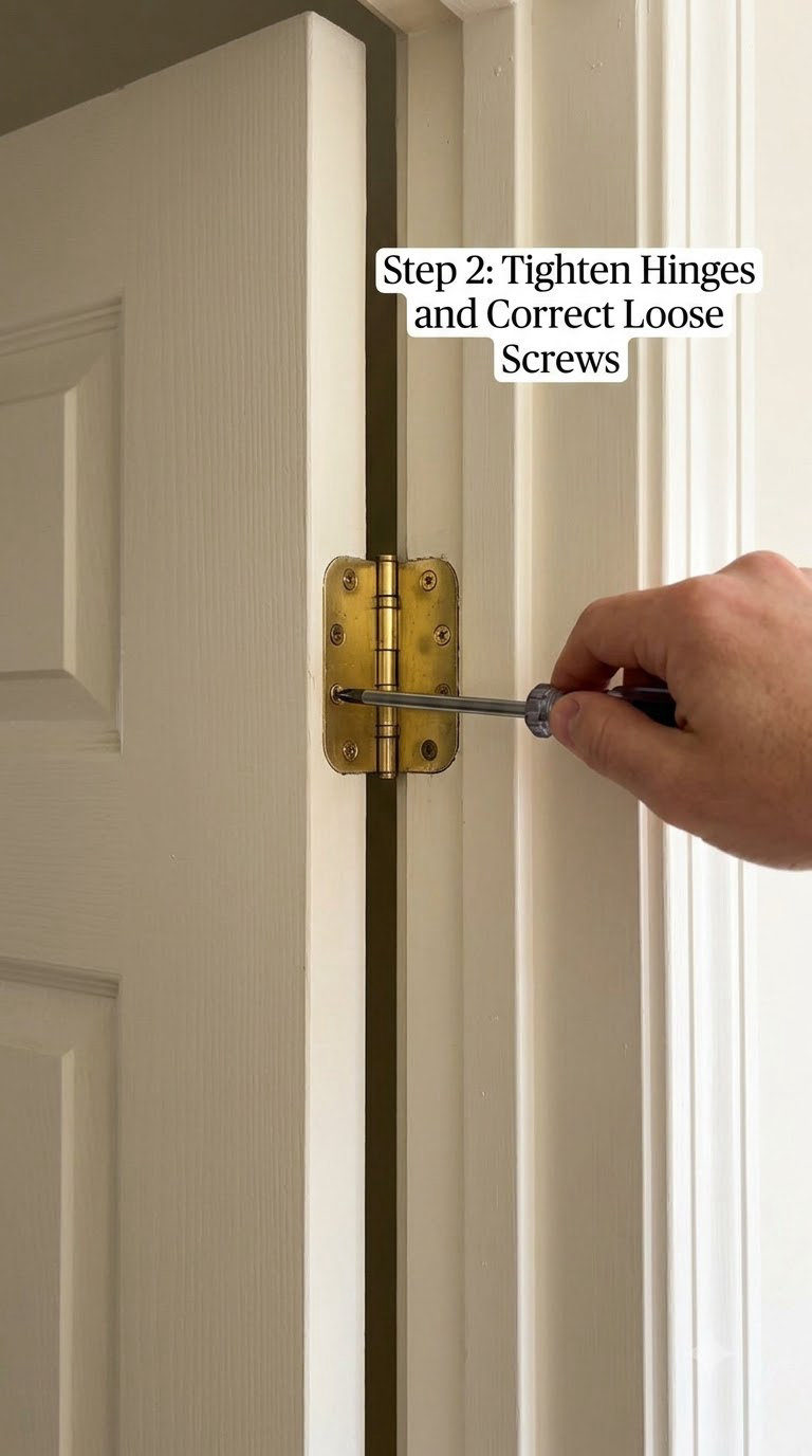 Step 2: Tighten Hinges and Correct Loose Screws