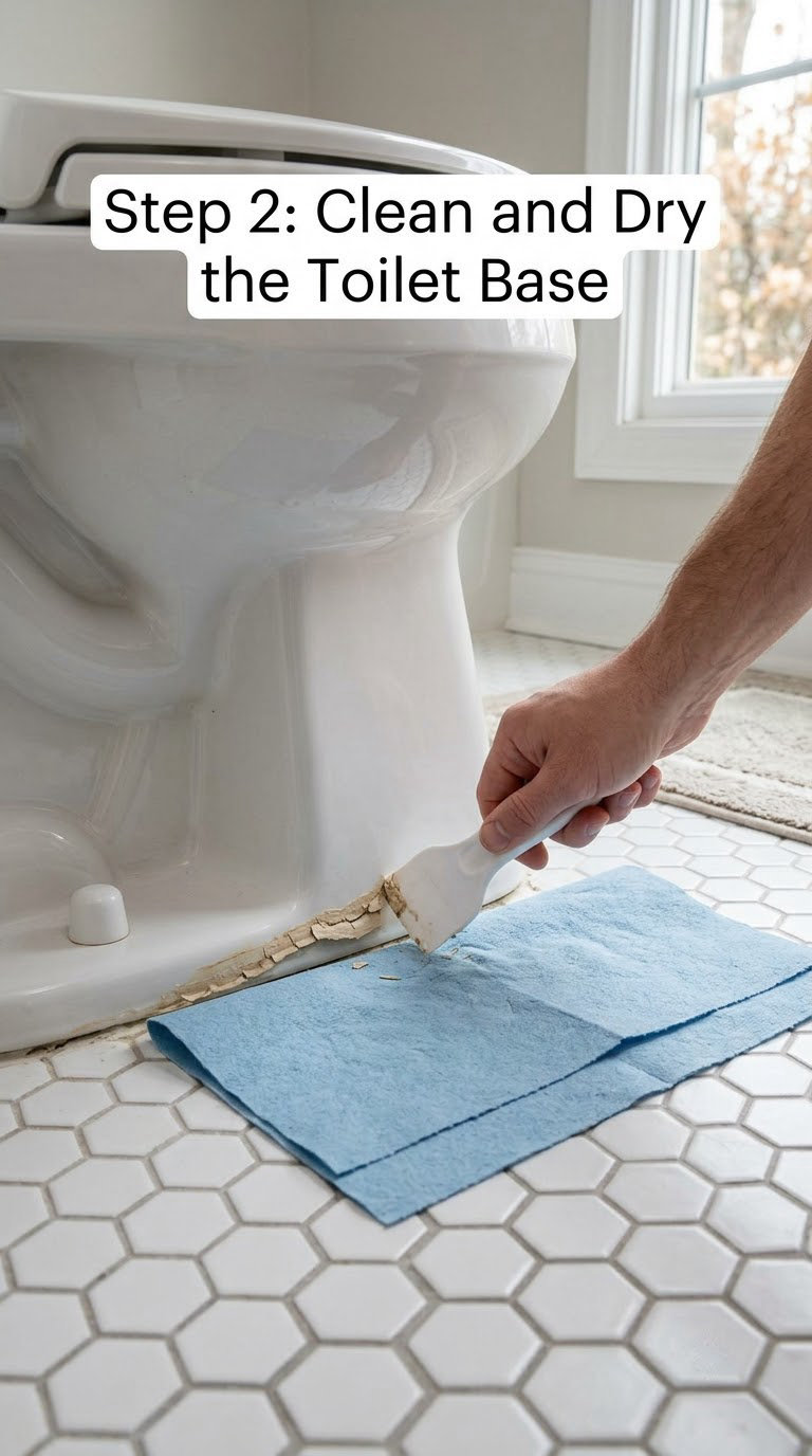 Step 2: Clean and Dry the Toilet Base