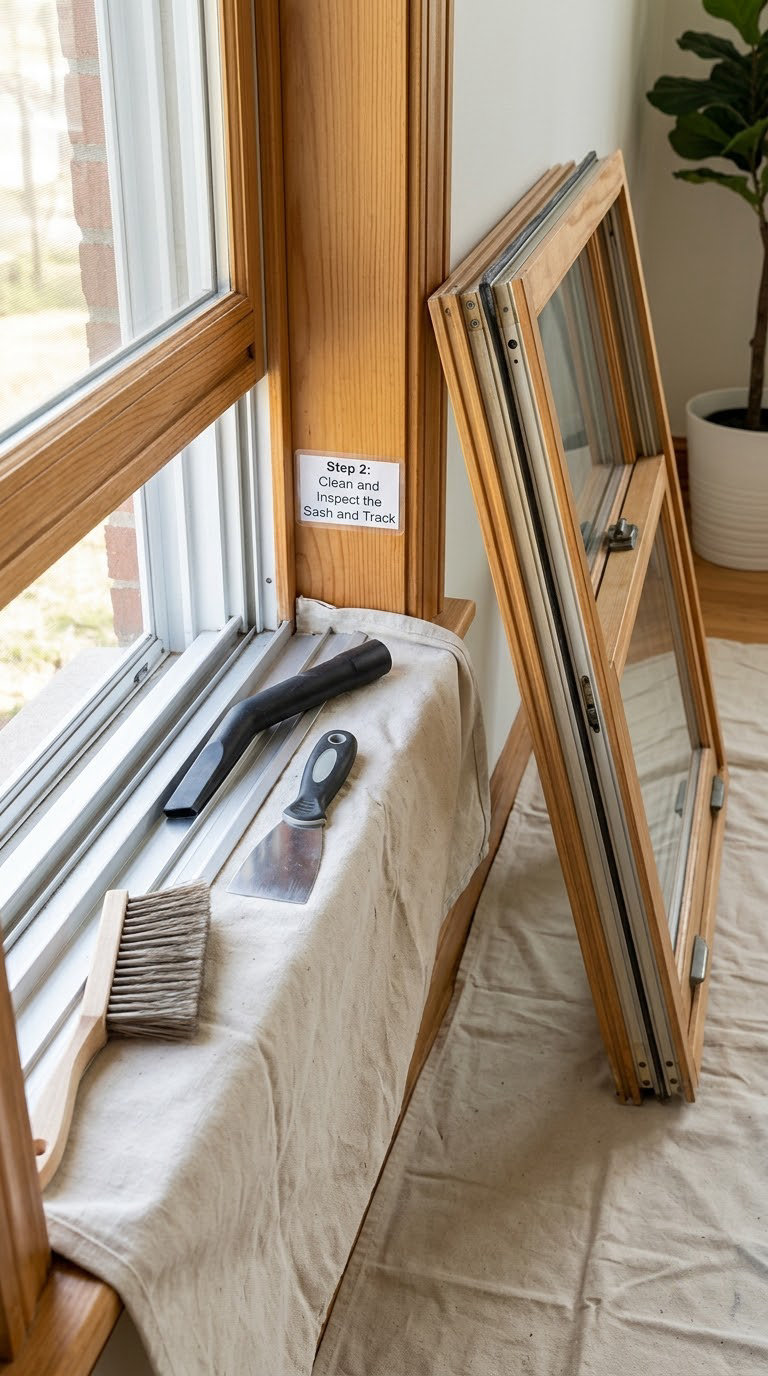 Step 2: Clean and Inspect the Sash and Track