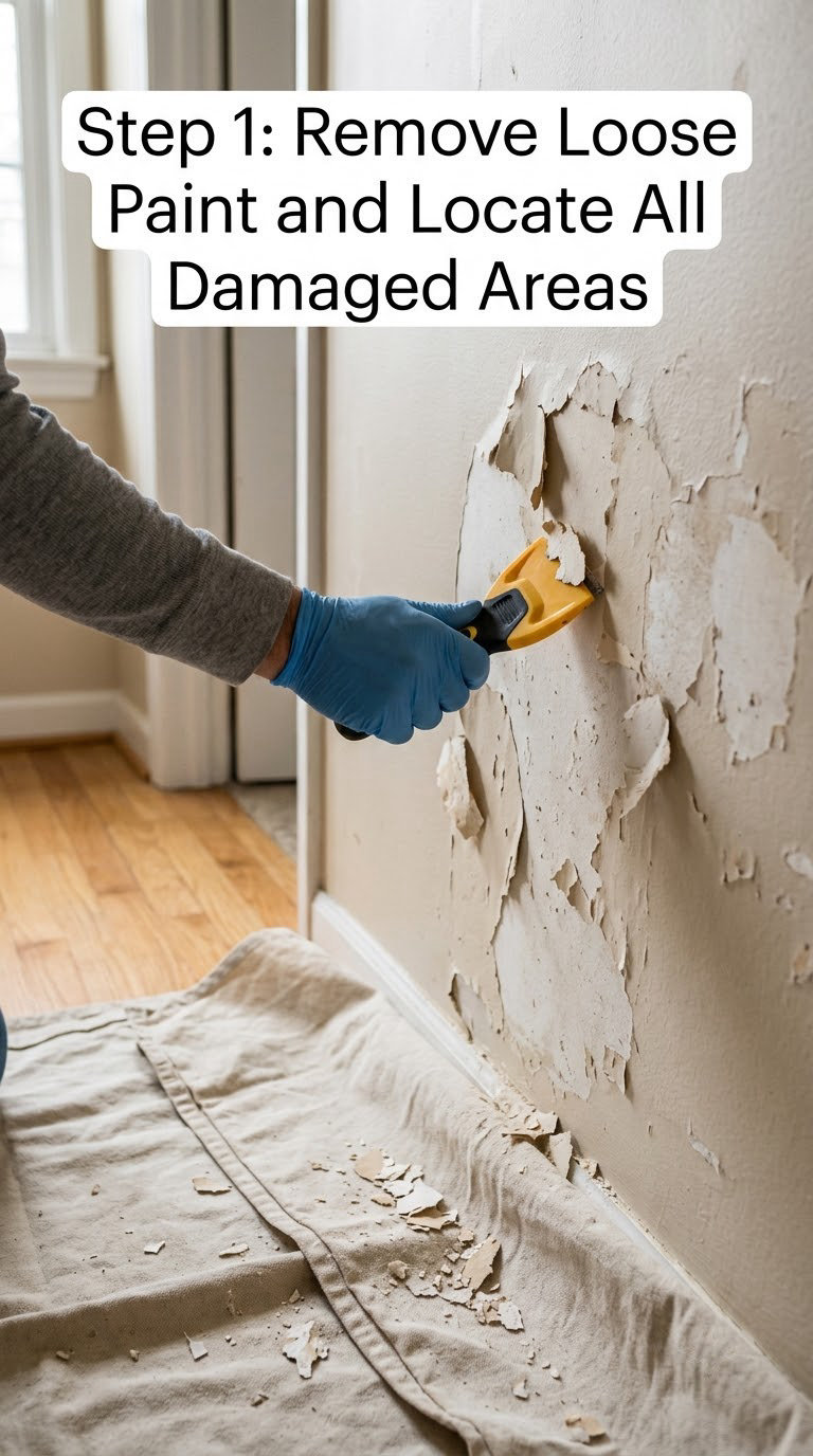 Step 1: Remove Loose Paint and Locate All Damaged Areas
