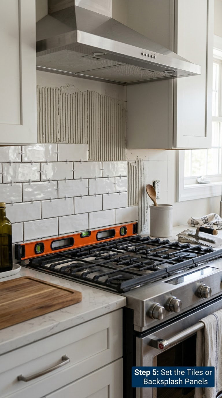 Step 5: Set the Tiles or Backsplash Panels