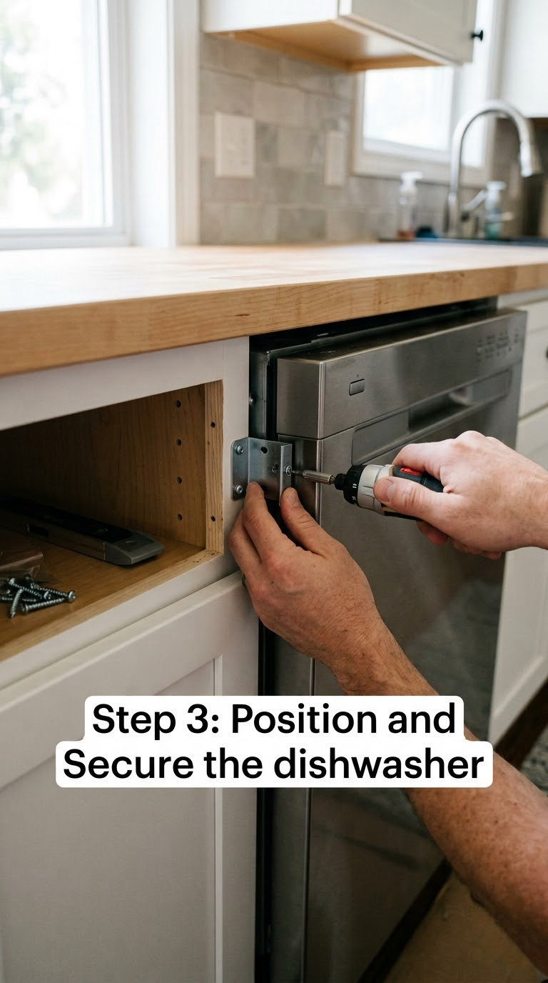 Step 3: Position and Secure the Dishwasher