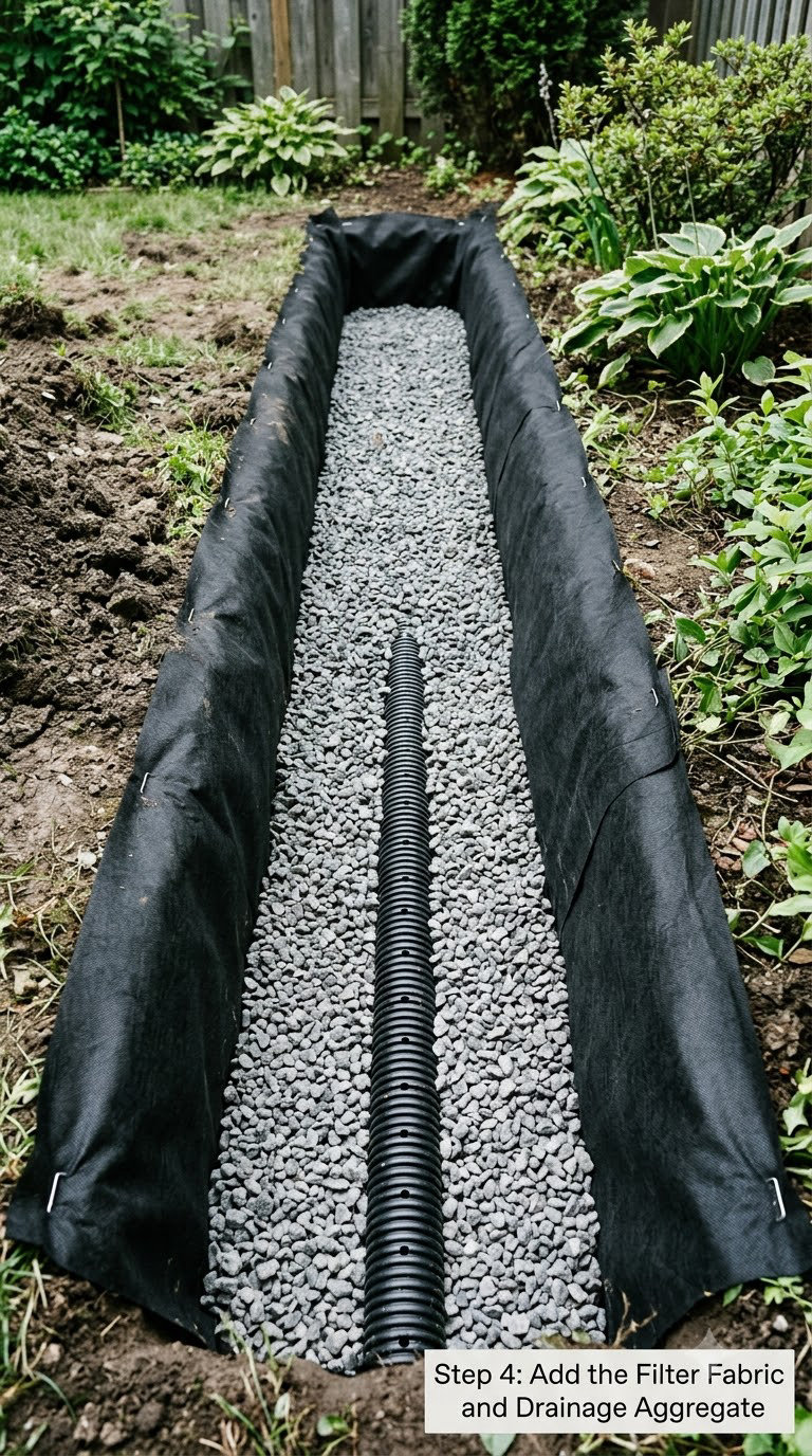 Step 4: Add the Filter Fabric and Drainage Aggregate
