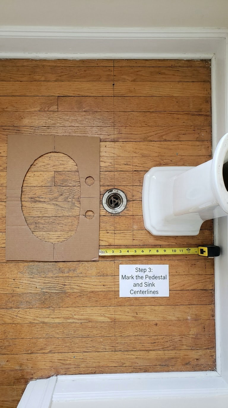 Step 3: Mark the Pedestal and Sink Centerlines