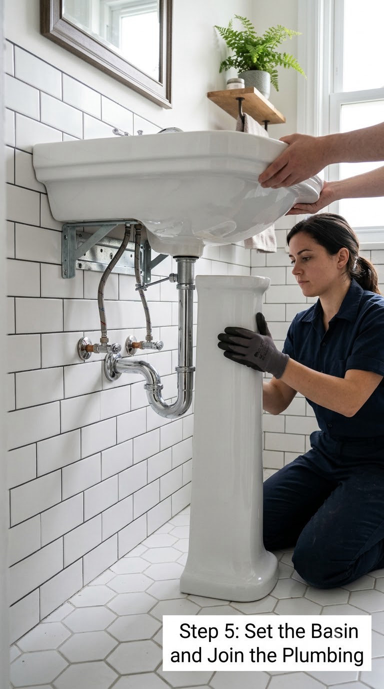 Step 5: Set the Basin and Join the Plumbing