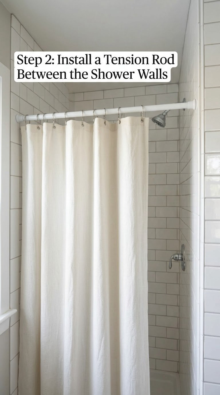 Step 2: Install a Tension Rod Between the Shower Walls