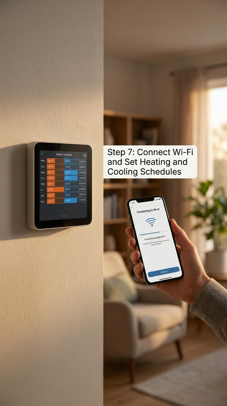 Step 7: Connect Wi-Fi and Set Heating and Cooling Schedules