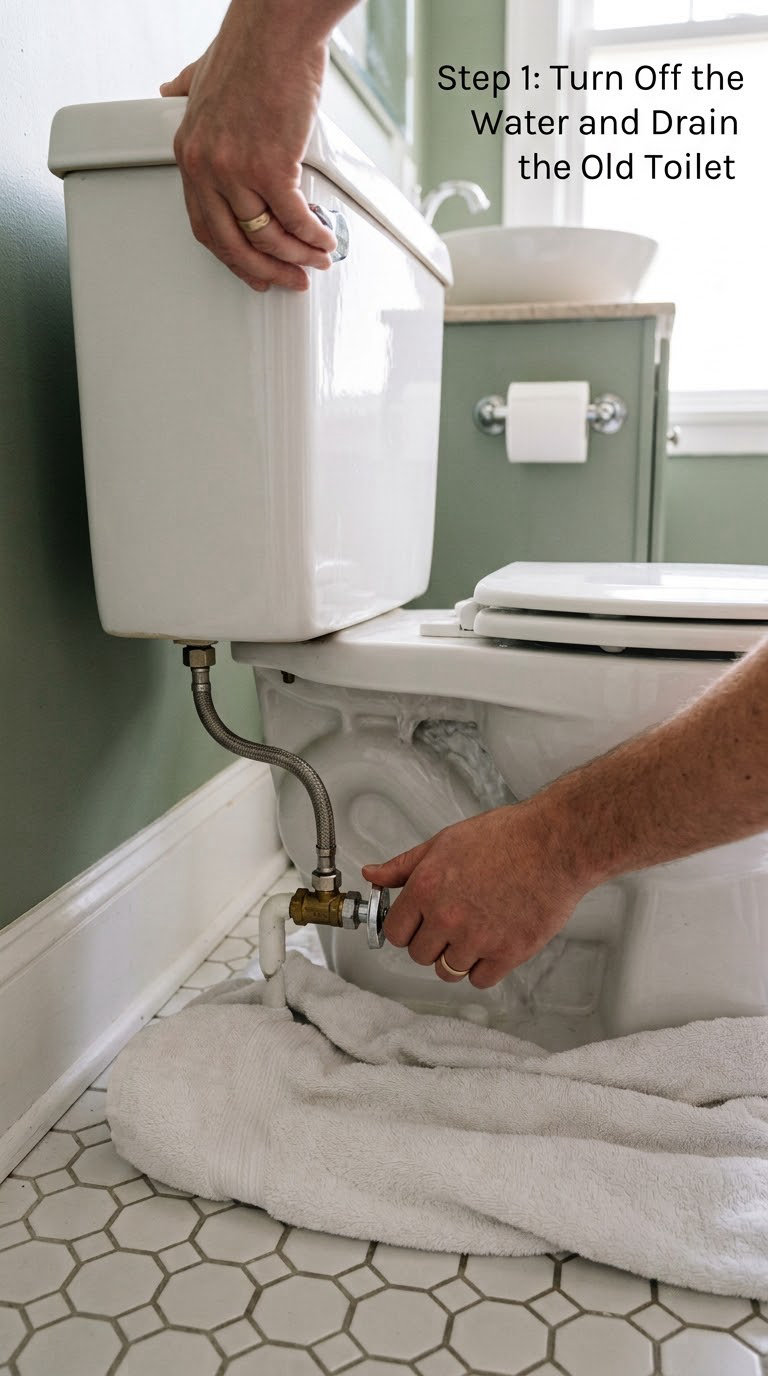 Step 1: Turn Off the Water and Drain the Old Toilet