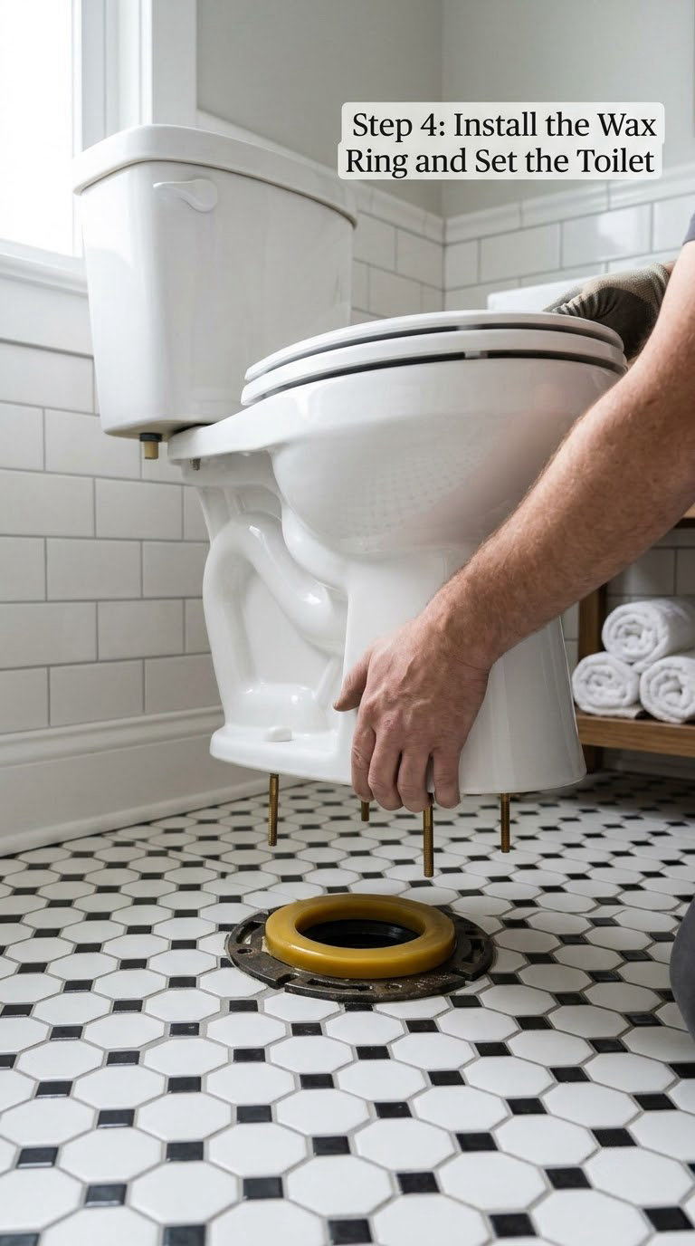 Step 4: Install the Wax Ring and Set the Toilet