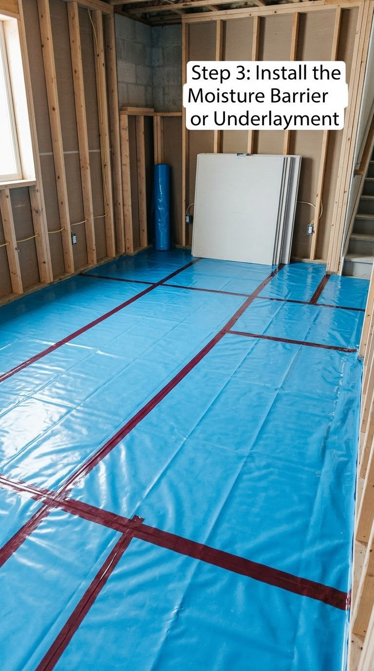 Step 3: Install the Moisture Barrier or Underlayment
