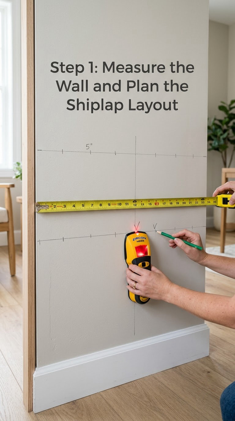Step 1: Measure the Wall and Plan the Shiplap Layout