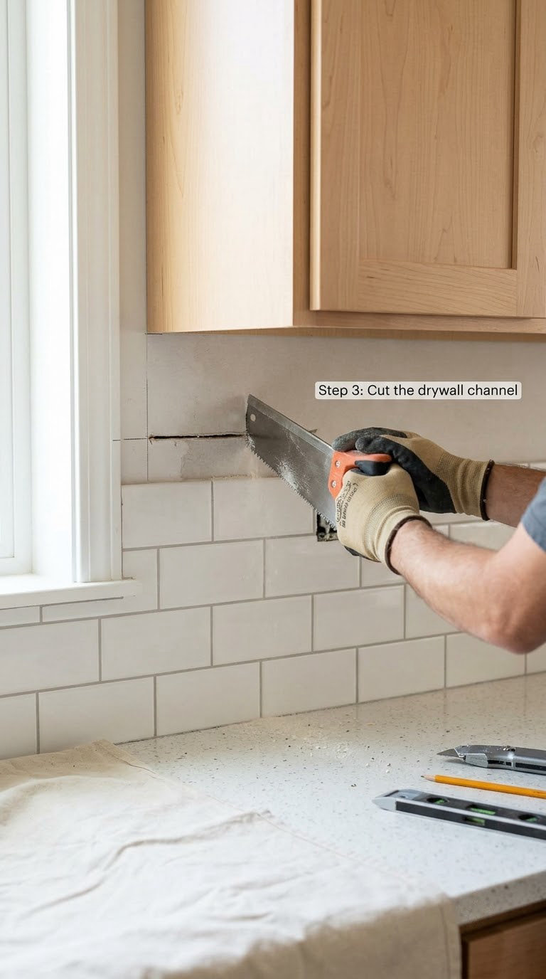 Step 3: Cut the drywall channel