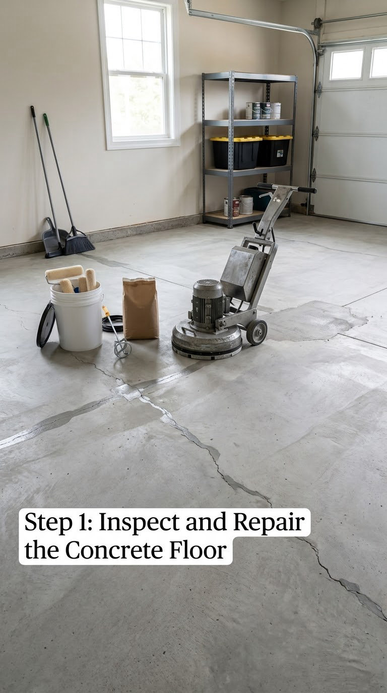 Step 1: Inspect and Repair the Concrete Floor