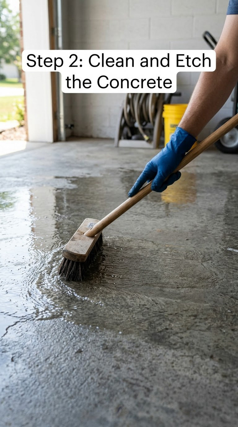 Step 2: Clean and Etch the Concrete