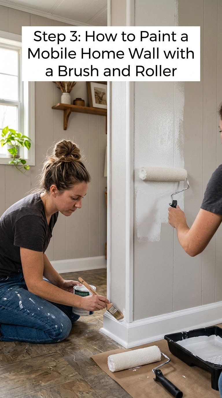 Step 3: How to Paint a Mobile Home Wall with a Brush and Roller