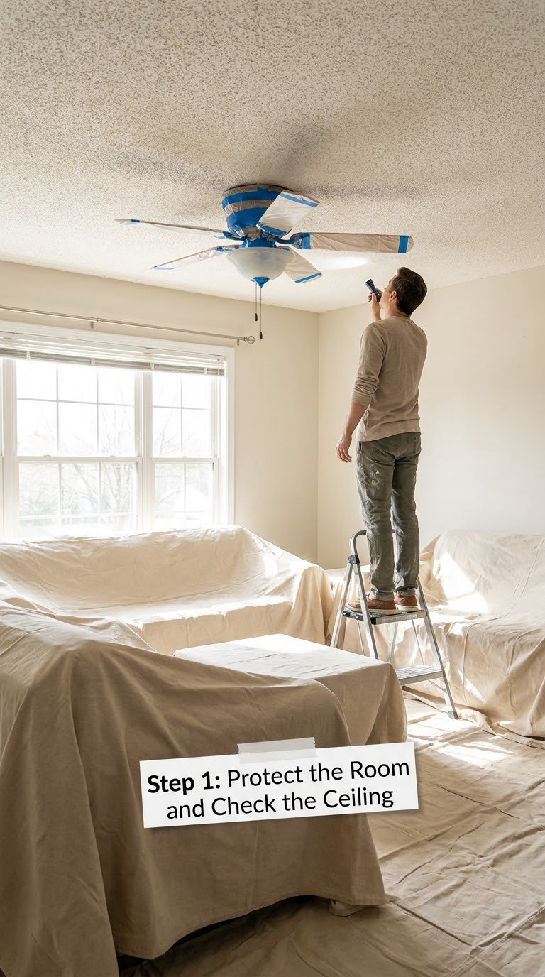 Step 1: Protect the Room and Check the Ceiling