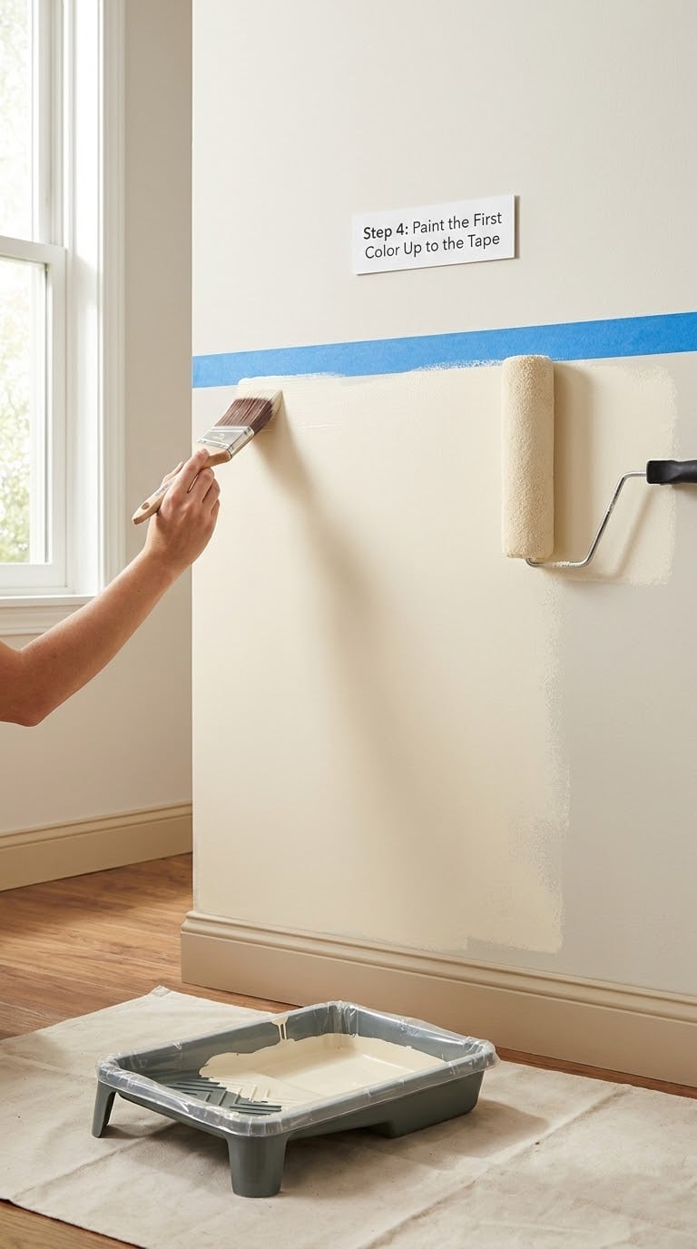 Step 4: Paint the First Color Up to the Tape