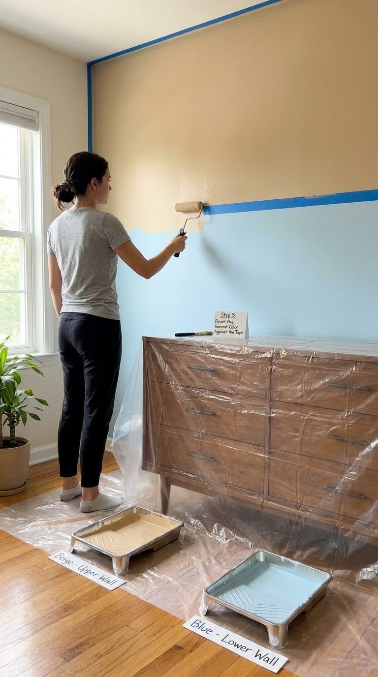Step 5: Paint the Second Color Against the Tape