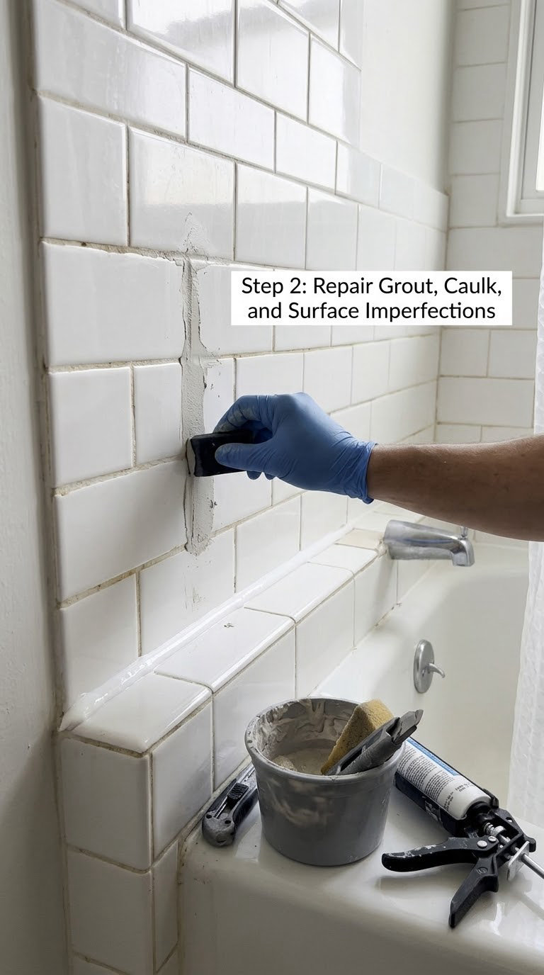 Step 2: Repair Grout, Caulk, and Surface Imperfections