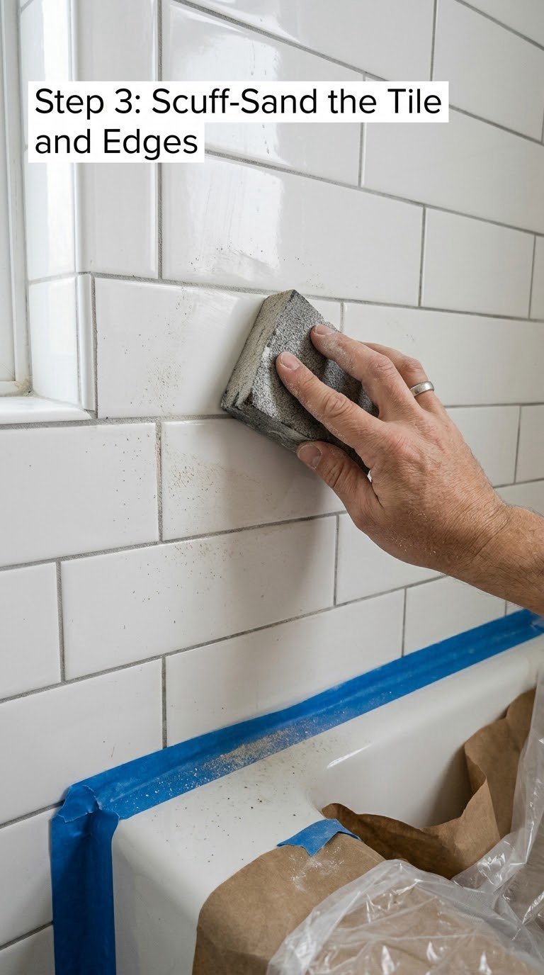 Step 3: Scuff-Sand the Tile and Edges