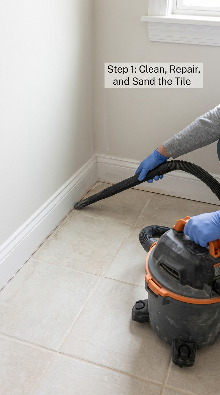Step 1: Clean, Repair, and Sand the Tile