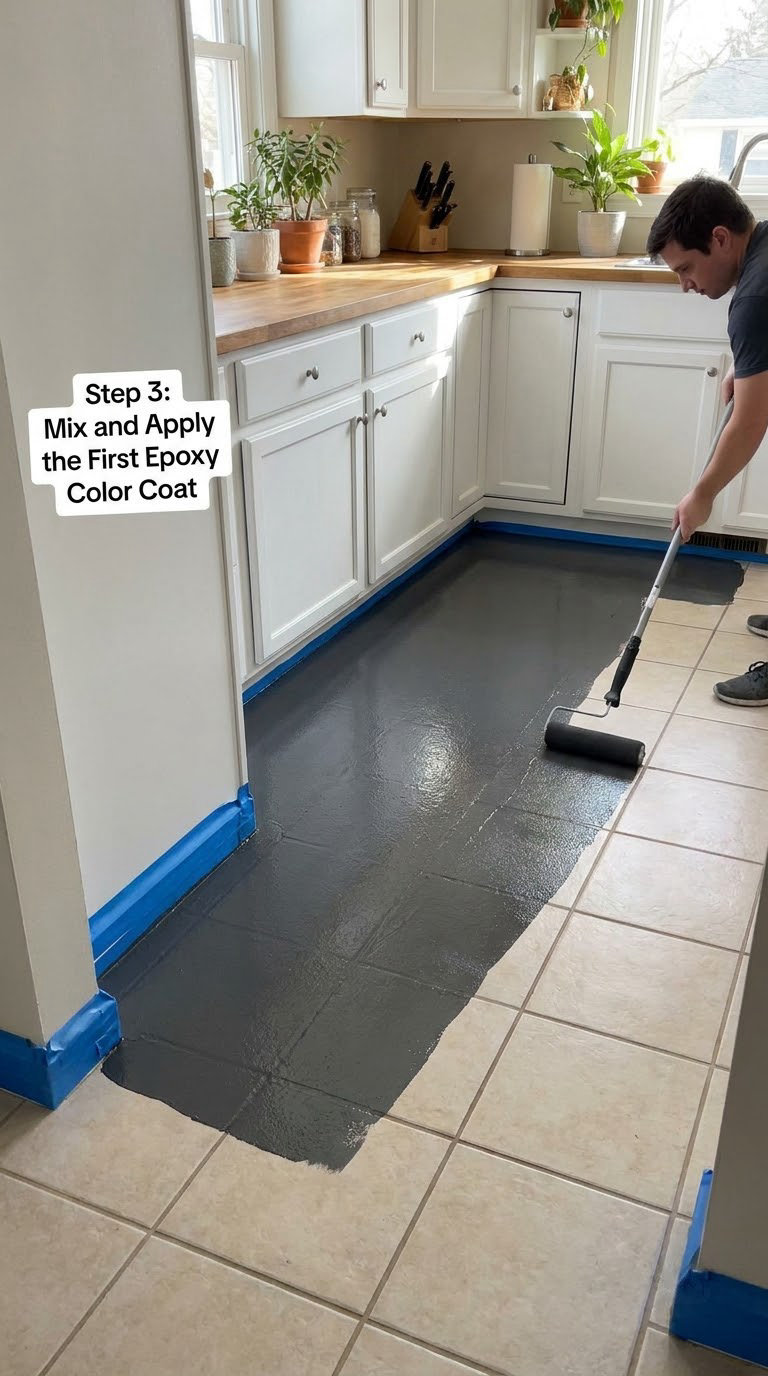 Step 3: Mix and Apply the First Epoxy Color Coat
