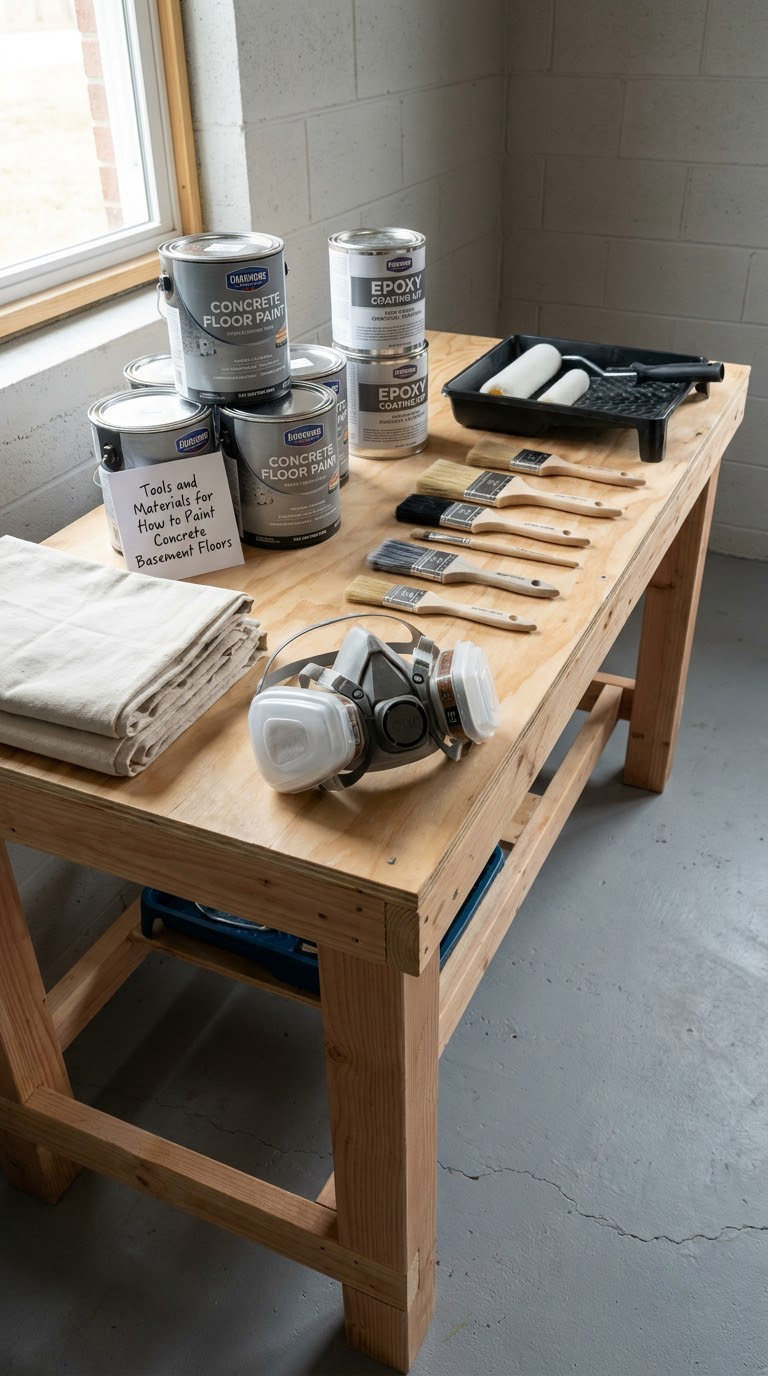 Tools and Materials for How to Paint Concrete Basement Floors