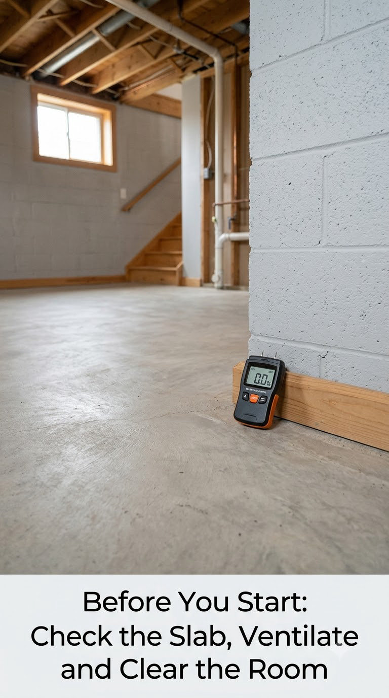 Before You Start: Check the Slab, Ventilate and Clear the Room
