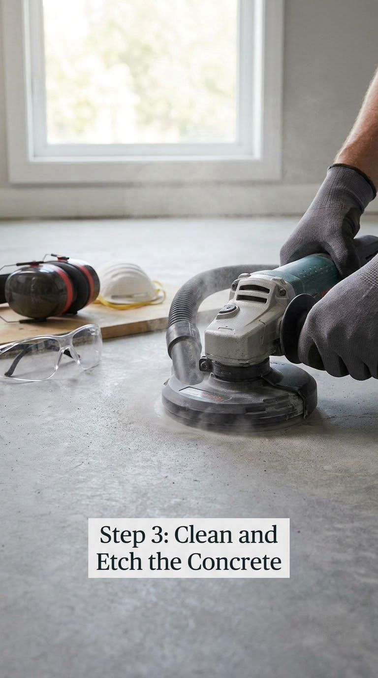 Step 3: Clean and Etch the Concrete