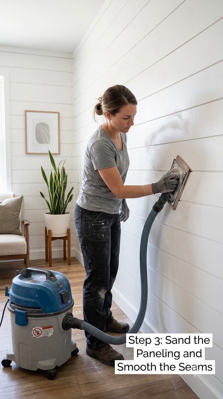 Step 3: Sand the Paneling and Smooth the Seams