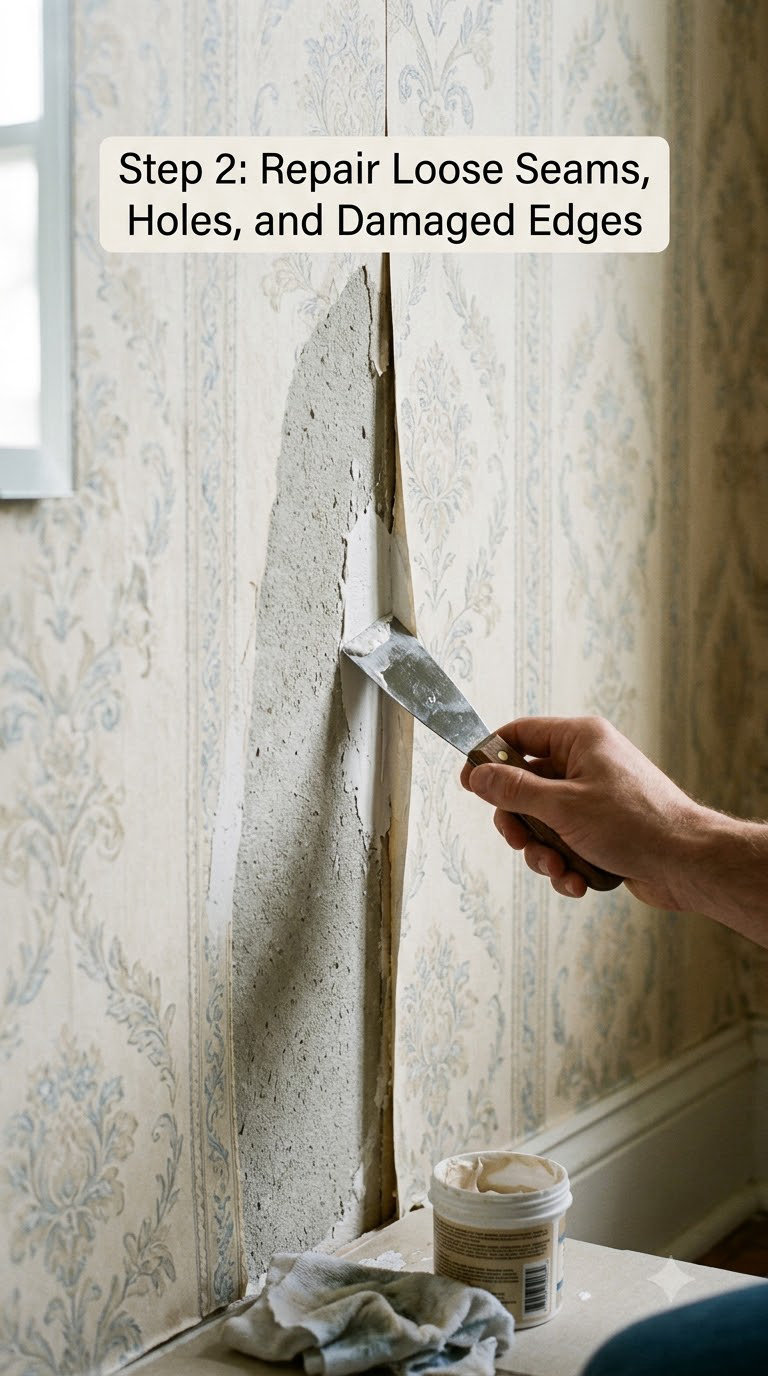Step 2: Repair Loose Seams, Holes, and Damaged Edges