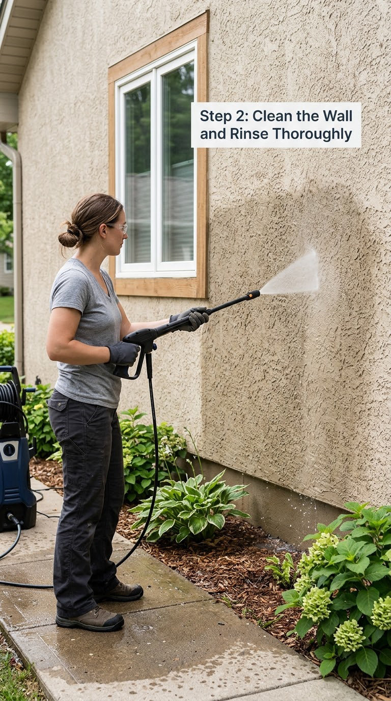 Step 2: Clean the Wall and Rinse Thoroughly