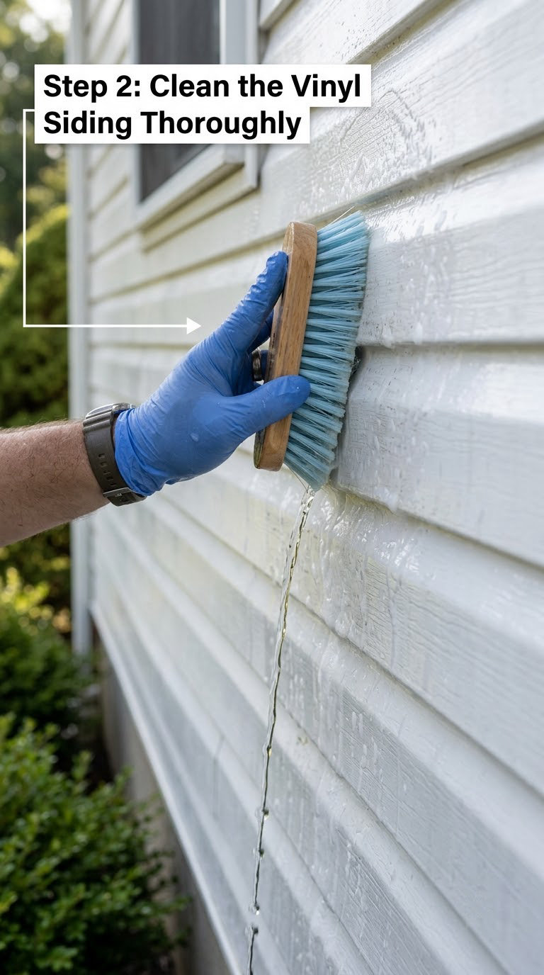 Step 2: Clean the Vinyl Siding Thoroughly