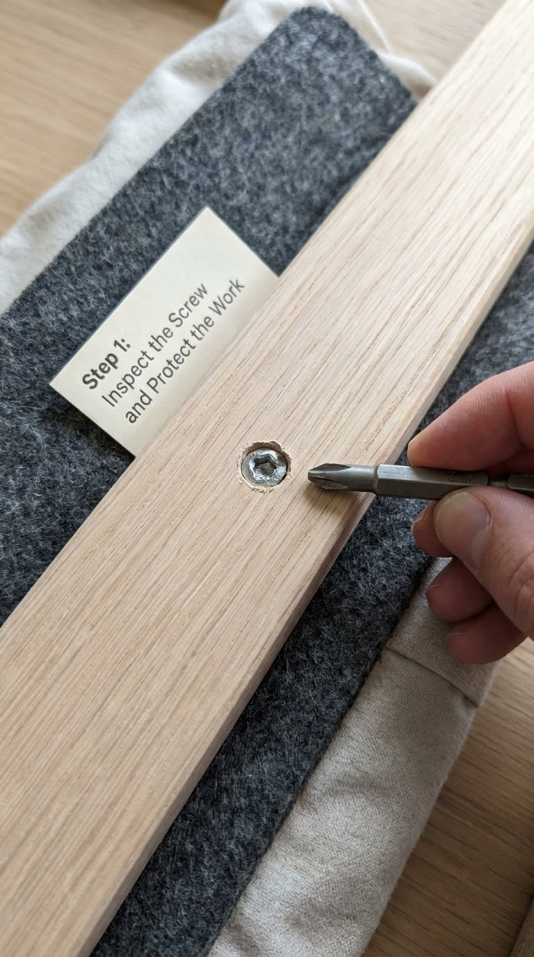 Step 1: Inspect the Screw and Protect the Work