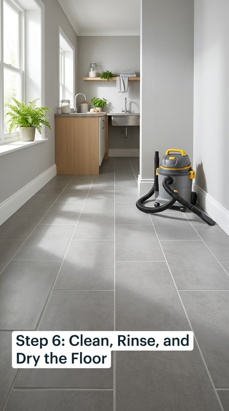 Step 6: Clean, Rinse, and Dry the Floor