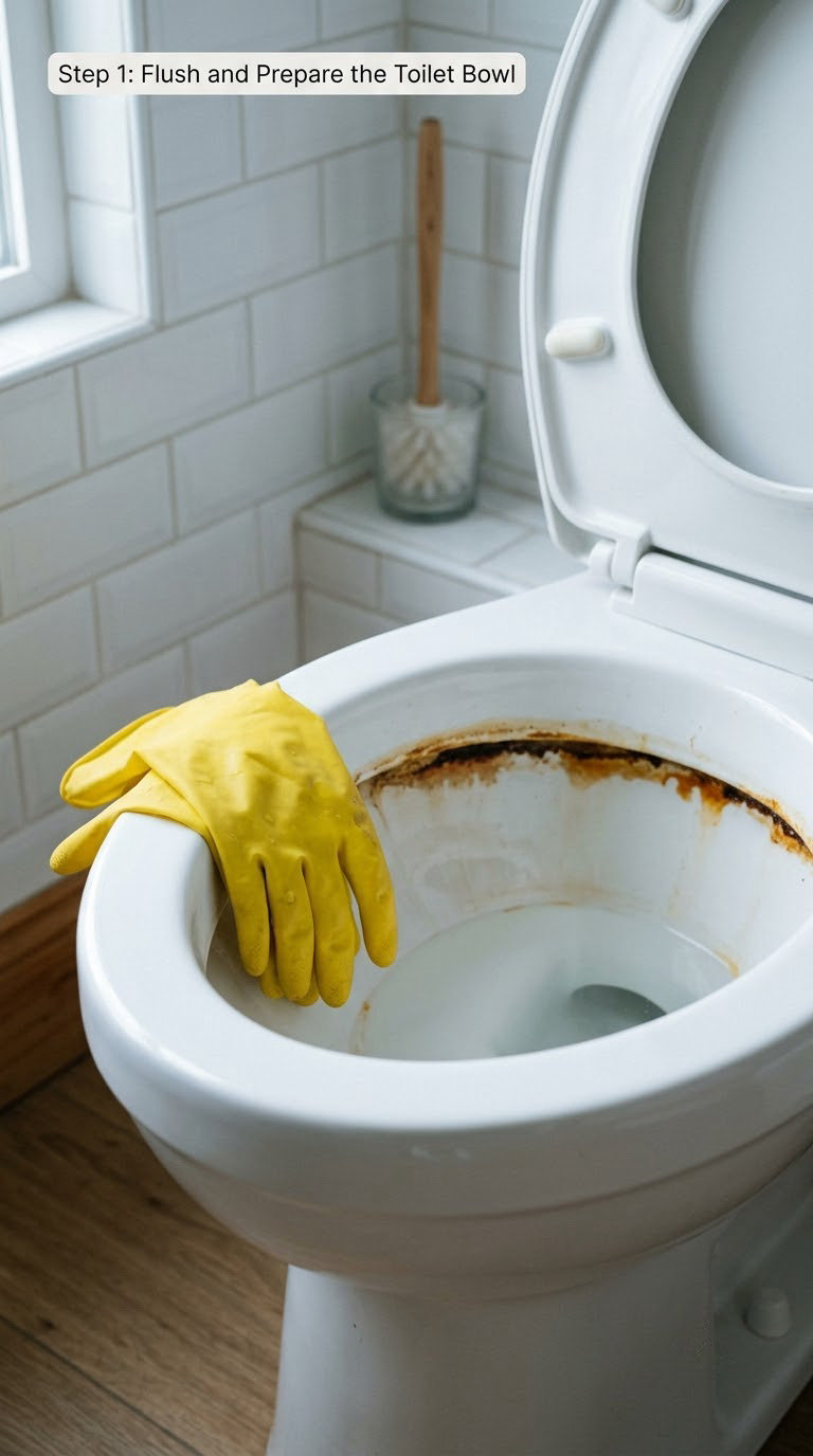 Step 1: Flush and Prepare the Toilet Bowl