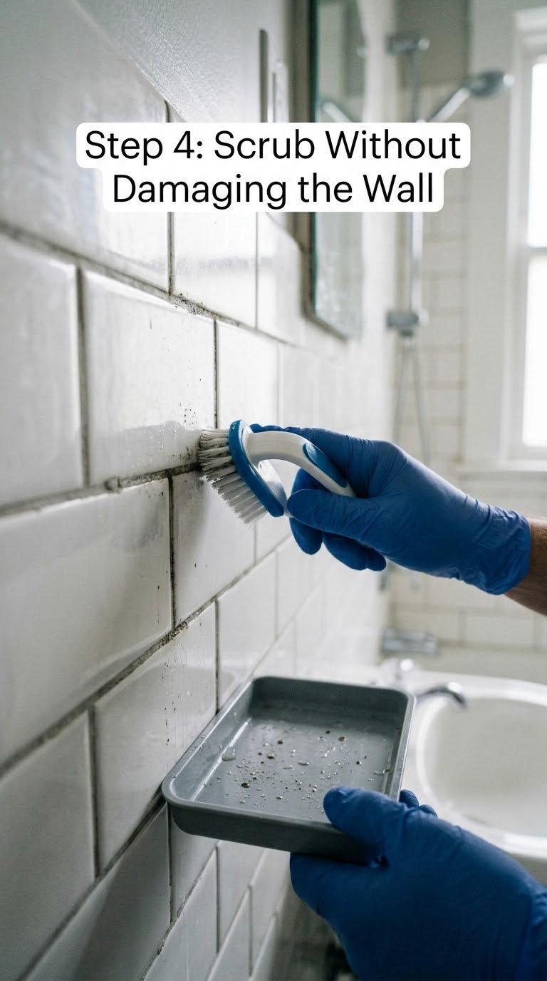 Step 4: Scrub Without Damaging the Wall